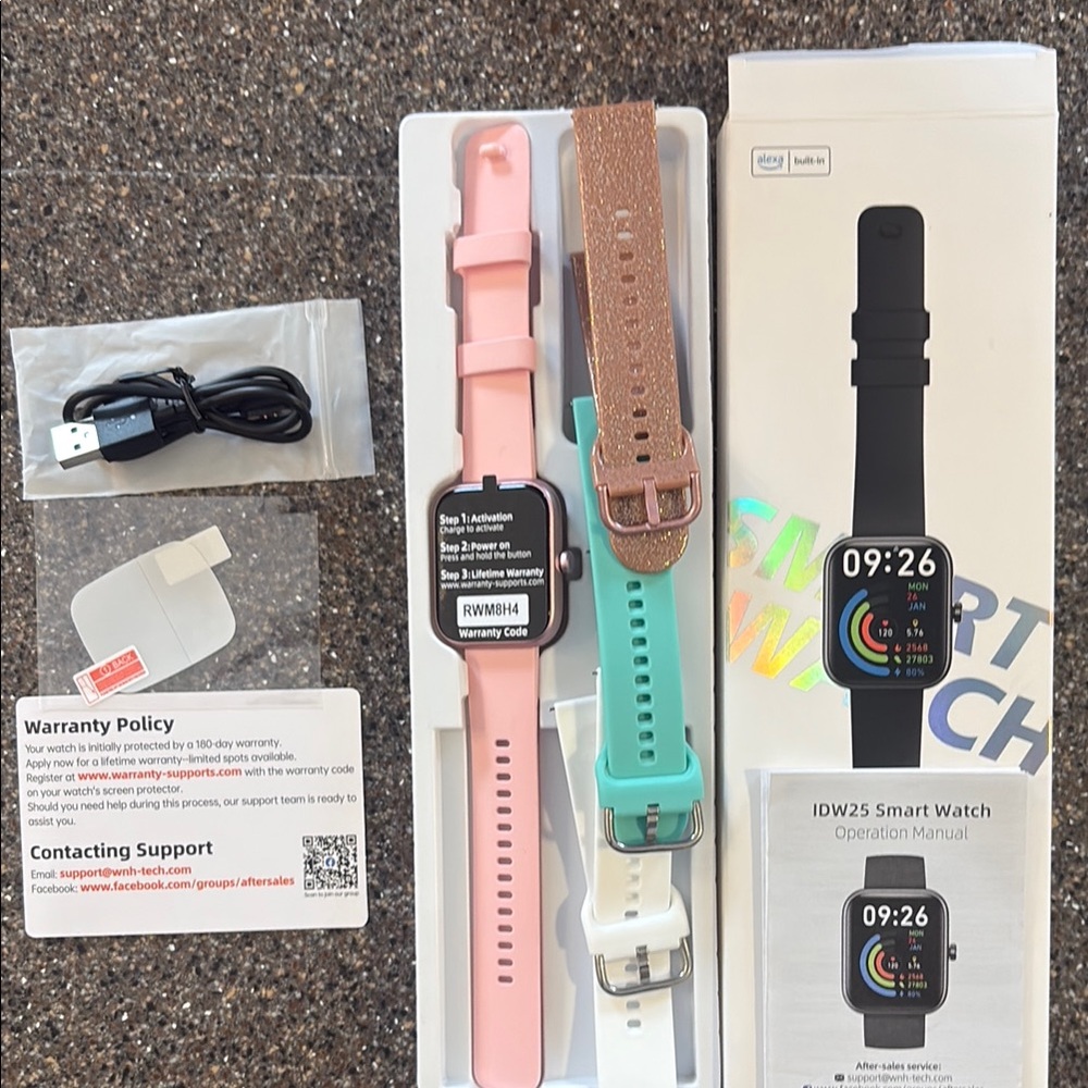Smart Watch with Pink and Black Straps